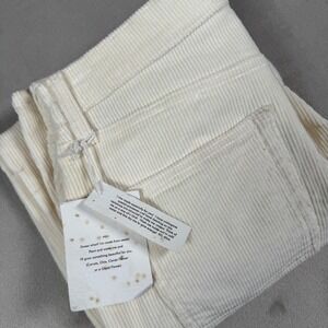 Ética Corduroy Pants Womens 29 Cream White High Waisted Straight Leg Button Fly